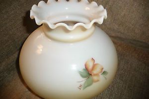 Dogwood Painted Glass Shade Oil Lamp 7" Aladdin Fit Pale Yellow Gold Shade USA