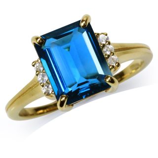 London Blue White Topaz 14k Gold Plated Sterling Silver Cocktail Ring