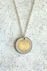 Italy Italian L500 Foreign Silver Gold Coin Jewelry Plate Chain Necklace Charm