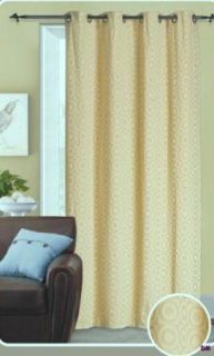 Nova Gold Textured Jacquard Circle Print Grommet Window Curtain Drape Panel