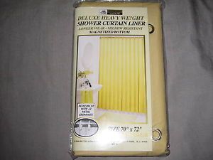 Shower Curtain Liner Yellow 70x72 Magnetized Bottom Metal Grommets Bath New
