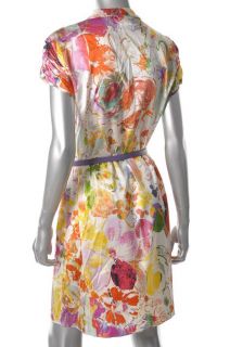 Elie Tahari • Bright Floral Print Stretch Silk Charmeuse Dress • Medium • New