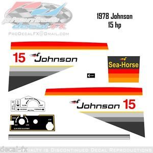 1978 Johnson 15 HP Outboard Reproduction 19 PC Vinyl Decals Fifteen Horse Power