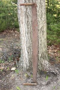 Vintage Antique 2 Man Lumbering Saw 5 Foot Long Old Crosscut Logging Tool Timber