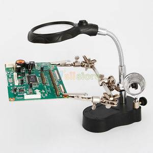 New Hand Soldering Iron Stand Helping Hand Vise Clamp Tool Magnifying Glass