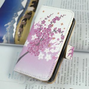 iPhone 4 4G 4S Pink Cherry Blossom Wallet Card Leather Case Cover Screen Guard