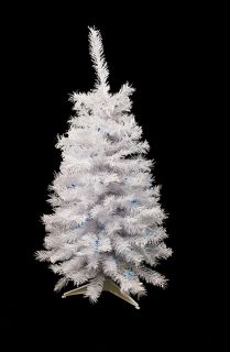 3' Pre Lit White Cedar Pine Artificial Christmas Tree Blue Lights