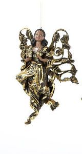 Kurt s Adler 7' Antique Gold Resin Black Angel Festive Christmas Ornament Decor