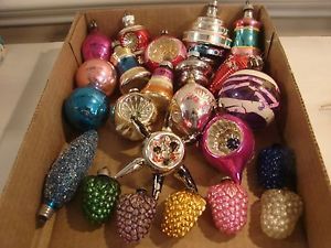 Vintage Shiny Brite Christmas Tree Ornaments Glass Indent Grapes Holiday Decor
