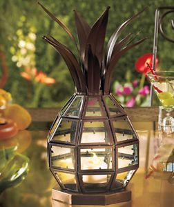 Pineapple Bronze Metal Candle Holder Lantern Outdoor Patio Light Home Decor
