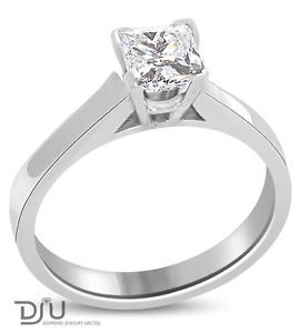 1 01 Ct F SI1 Princess Diamond Solitaire Engagement Ring 14k White Gold