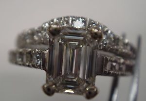 1 01 Emerald Cut Diamond Wedding Ring Set 14k White Gold 1 47 Ct TW G Color VS1