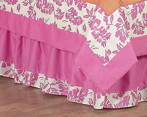Sweet JoJo Designs Tropical Hawaiian Pink Surf Boy Kids Queen Bedding Bed Skirt