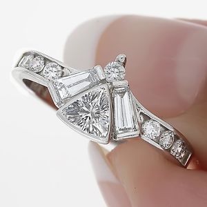 1 01 Ct Estate Trillion Round Cut Natural Diamond Engagement Ring 14k White Gold