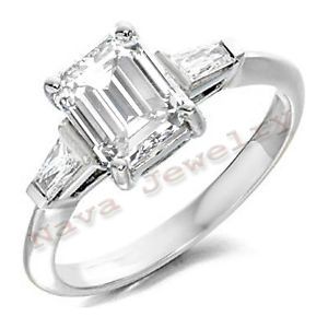 1 01 Ct Emerald Cut 3 Stone Diamond Engagement Ring New