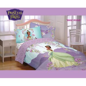 Kids Disney Princess The Frog Tiana Comforter Sheets Bedding Set Girls Bed Room