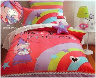 Fairy Princess Bedding Quilt Cover Set Girls Kids Glitter Fairytale New