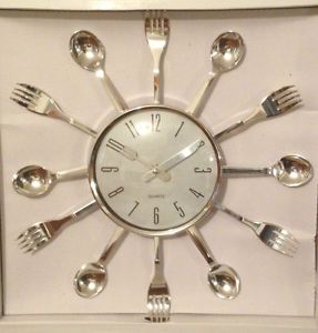 Cutlery Kitchen Wall Whimsical Clock Spoon and Fork Kitchen Wall Dinning Room