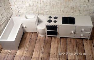 IKEA Dollhouse Miniature Furniture Modern Bathroom Tub Sink Toilet Kitchen Stove