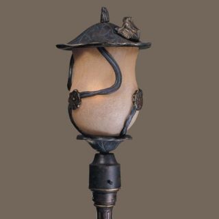 New 4 Light Rustic Frog Outdoor Post Lamp Lighting Fixture Bronze Cognac Glass