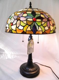 Quoizel TF878T Kami 2 Light Tiffany Glass Table Lamp Vintage Bronze Finish