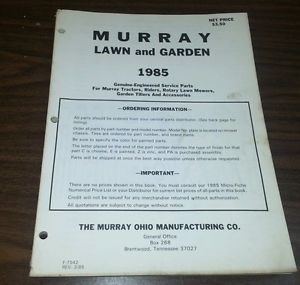 1985 Murray Lawn Garden Mower Tractor Service Parts Repair Manual Tillers