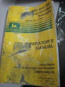 John Deere 345 325 Lawn Tractor Mower Operators Manual Used