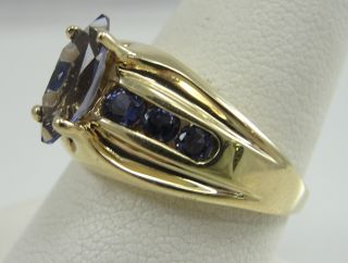 14k Yellow Gold Ring Amethyst Marquise Cut Prong Set Size 8 5