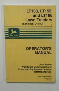 John Deere Lawn Mower Tractor Operator Manual Owner Service LT133 LT155 166