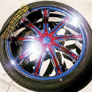 22" inch Wheels Rims Tires Burgundy DW29 5x115 Chrysler 300 04 05 06 07 08 09 10