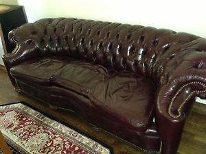 Hickory Chair English Tufted Leather Sofa
