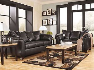 Dawson Modern Dark Brown Bonded Leather Sofa Couch Set Living Room Furniture