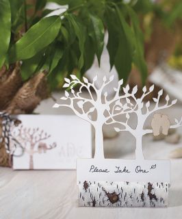 12 Natural Eco Friendly Green Wedding Faux Birch Wood Log Place Card Holder