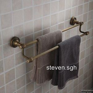 Antique Brass Finish Wall Mounted Bathroom 24" Dual Towel Bar DL 206
