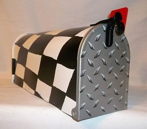 New Hand Painted Racing Checkered Flag Mailbox NASCAR