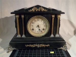 ThriftCHI Waterbury Clock Company Victorian Style Mantle Clock w Key Weight
