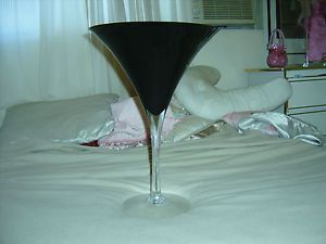19" Crystal Martini Glass Extra Large Centerpiece Black Look