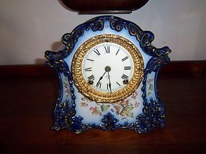 Antique Ansonia Tilbury Porcelain Mantel Clock