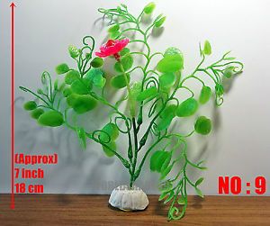 7" 3D Plastic Plants Ornament Fish Tank Aquarium Decoration Water Plant