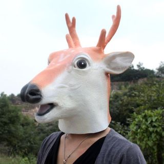 Creepy Deer Reindeer Head Face Animal Costume Halloween Party Prop Carnival Mask