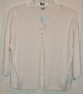 WD NY Womans White Cardigan Sweater Size 2X