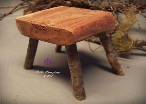 Miniature Garden Rustic Gnome Table Bench Yew Wood Fairy Furniture Elf Hobbit