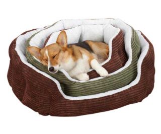 Cozy Cord Beds for Dogs Corduroy Nesting Dog Bed Chocolate Sage