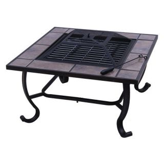 Outsunny Outdoor Firepit Patio Metal Fire Pit Heater Stove BBQ Grill Fireplace
