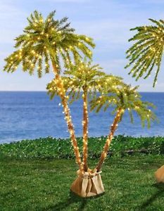 6 Foot 3D Outdoor Lighted Palm Tree Luau Tiki Party Tropical Yard Deck Decor New