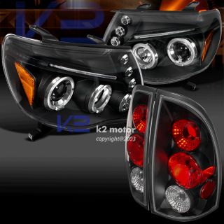 05 08 Toyota Tacoma Black Halo LED Projector Headlight Rear Brake Tail Lamp