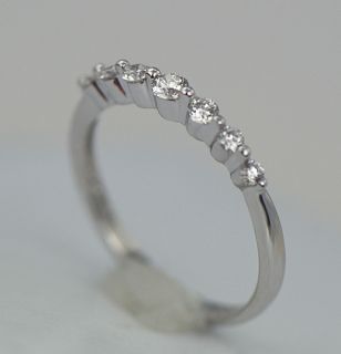 Delicate Diamond Anniversary Band Wedding Ring 14k Solid White Gold