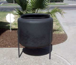 Outdoor Backyard Portable Washer Washing Tub Converted to Fire Pit with Legs
