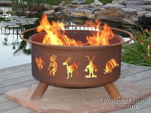 Kokopelli Native American Design Outdoor Wood Burning Firepit Fire Pit Grill