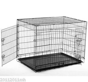 30" Two Doors Folding Dog Cage Crate Wire Kennel Cat Bird Cage Pet Supply New
